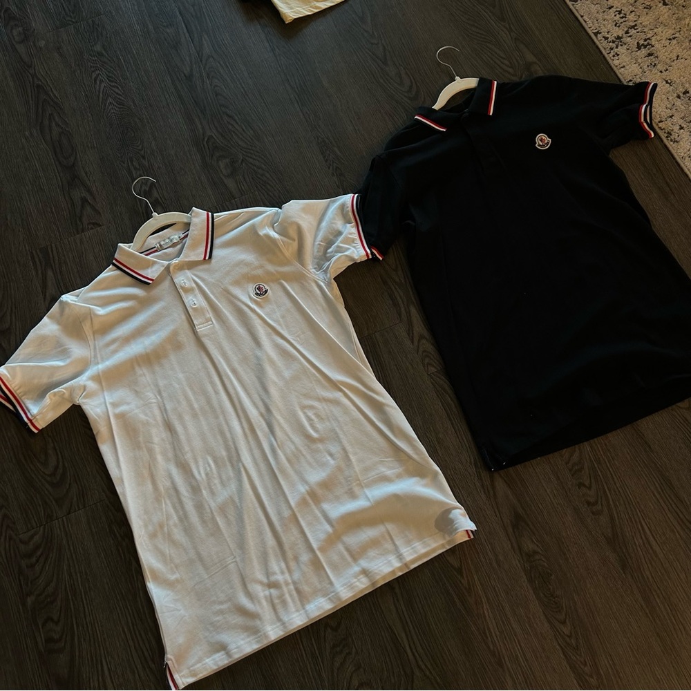 Black & White ‘Moncler’ Logo Polo T Shirts